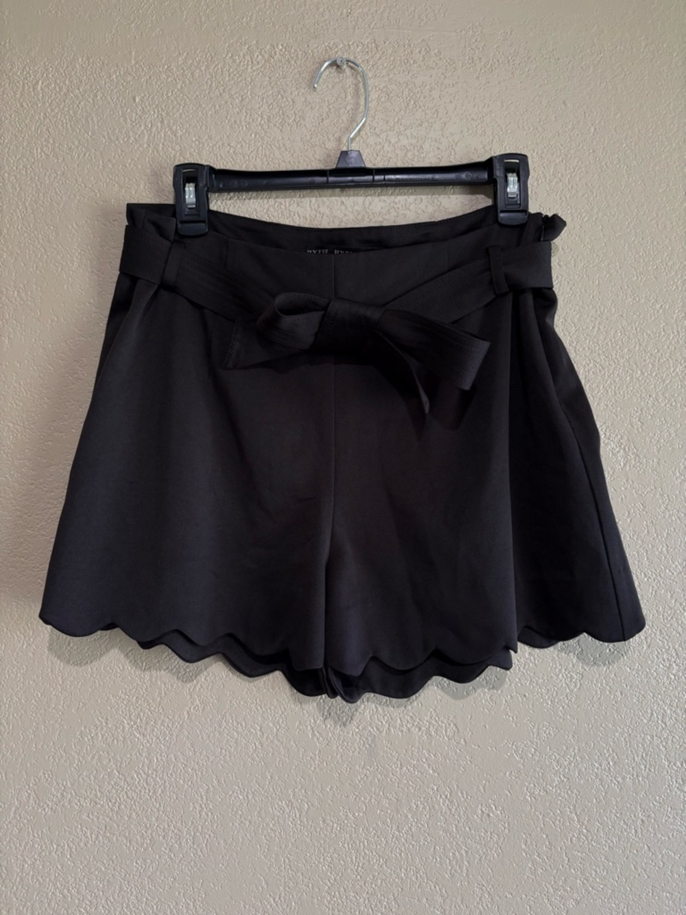 HYFVE Black Scalloped Tie-Waist Shorts